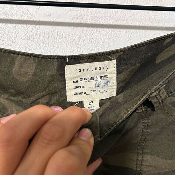 Sanctuary Anthropologie Terrain Cargo Pants Green Womens 27 Cropped Camo - Picture 4 of 8